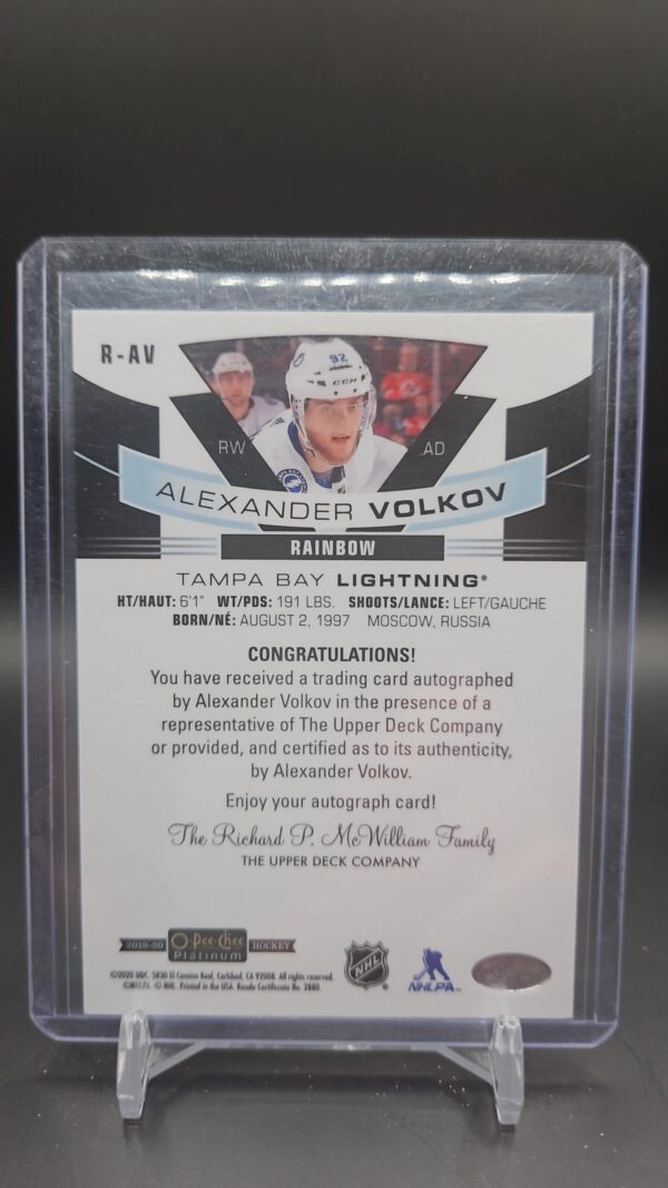 2019-20 O-Pee-Chee Platinum rainbow Rookie Autos Alexander Volkov #R-AV - Image 2