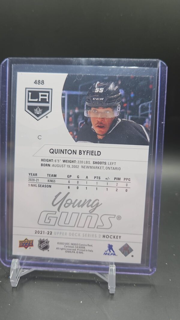 2021-22 Upper Deck Young Guns Rookie Quinton Byfield #488 - Image 2