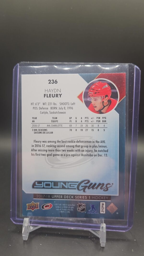 2017-18 Upper Deck Young Guns #236 Haydn Fleury RC Rookie - Image 2