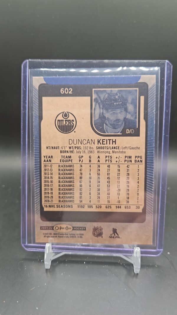 2021-22 Series 2 Upper Deck O Pee Chee Update Blue Border Duncan Keith Oilers - Image 2