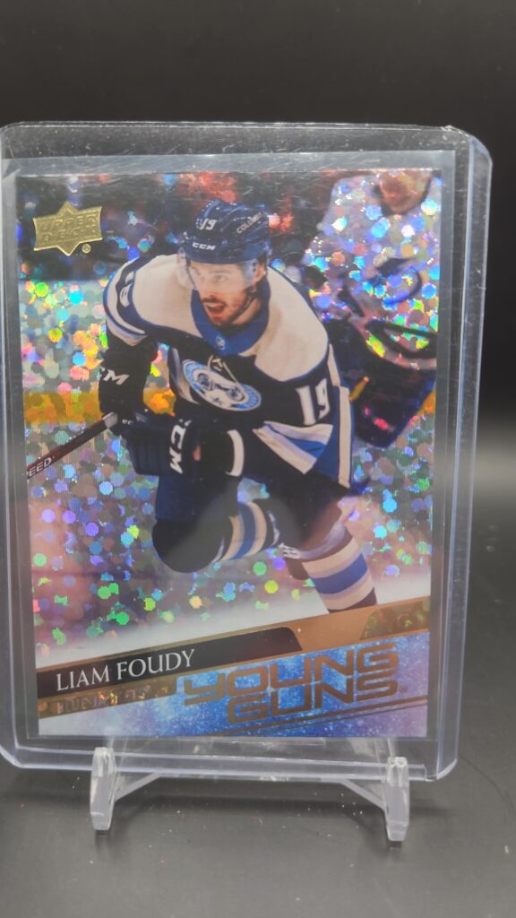 Liam Foudy Young Guns Rainbow Foil, 2020-21 Upper Deck, NHL, Columbus Blue Jackets, rookie card, collector