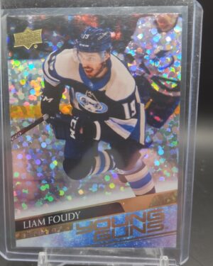 Liam Foudy Young Guns Rainbow Foil, 2020-21 Upper Deck, NHL, Columbus Blue Jackets, rookie card, collector