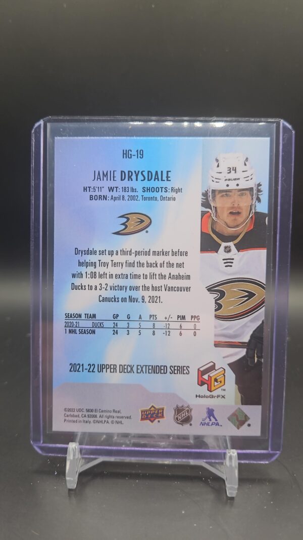 Jamie Drysdale 2021-22 Upper Deck Holo GrFx Gold #19 Ducks - Image 2