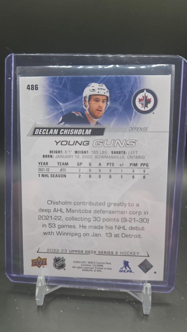 2022-23 Upper Deck Young Guns #486 Declan Chisholm - Winnipeg Jets - Image 2