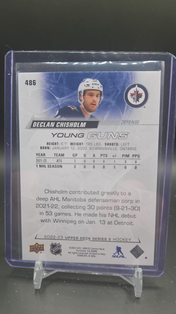 2022-23 Upper Deck Young Guns #486 Declan Chisholm - Winnipeg Jets - Image 2