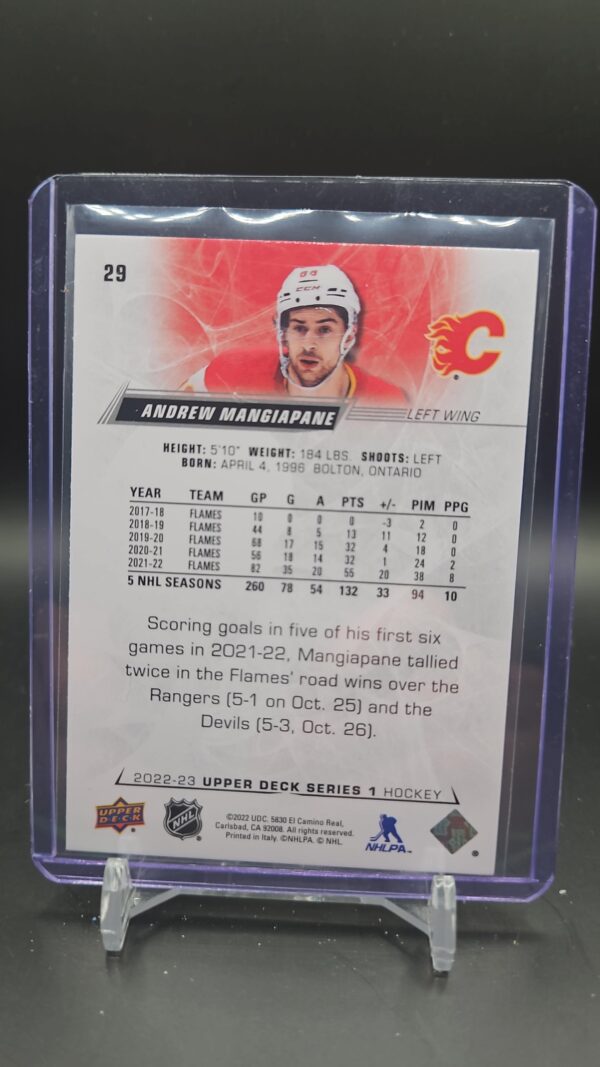 2022-23 Upper Deck UD Exclusives /100 Andrew Mangiapane #29 Calgary Flames - Image 2