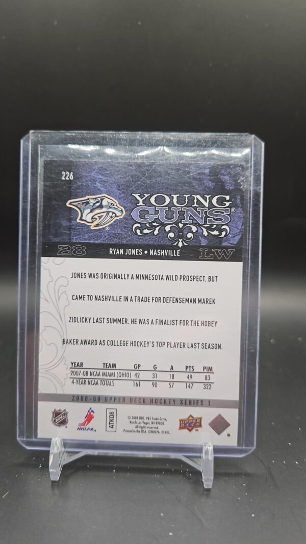 2008-09 Upper Deck Young Guns Ryan Jones #226 Rookie RC - Image 2