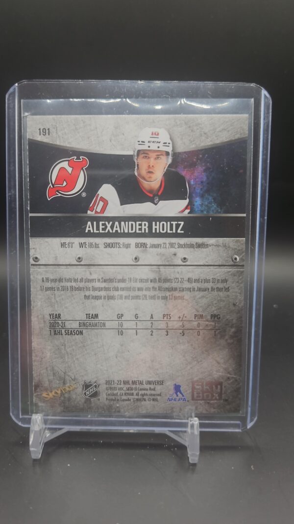 2021-22 Skybox Metal Universe Rookies Spectrum Alexander Holtz #191 Rookie RC - Image 2