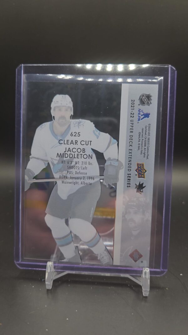JACOB MIDDLETON CLEAR CUT BASE #625 2021-22 UPPER DECK EXTENDED SERIES - Image 2