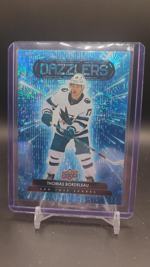 2022-23 Upper Deck Dazzlers Blue #DZ-57 Thomas Bordeleau San Jose Sharks