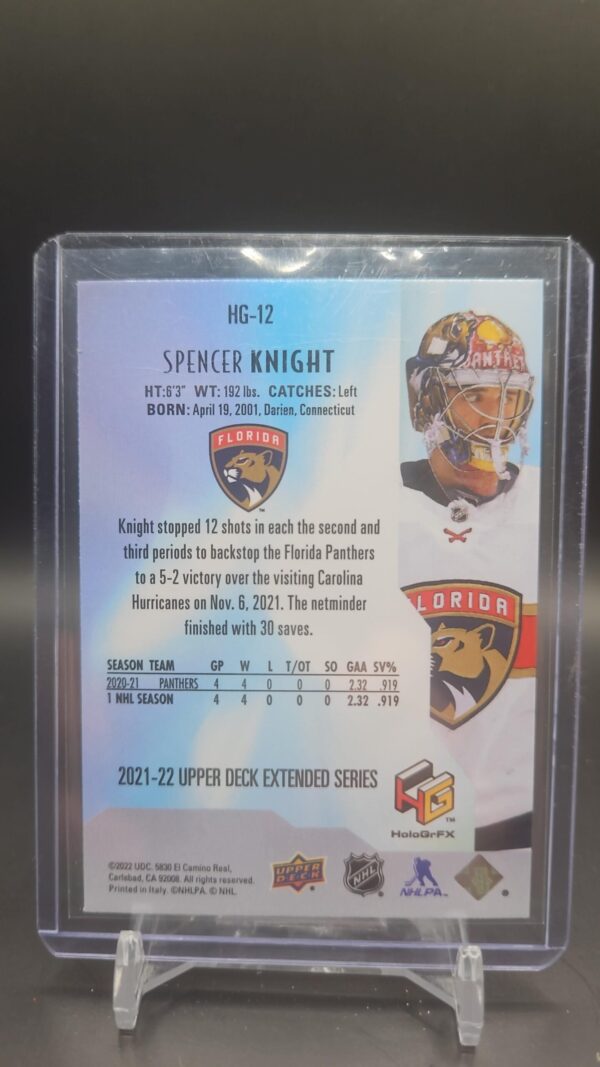 2021-22 UPPER DECK HOLO FX GOLD Spencer Knight Florida Panthers #19 - Image 2