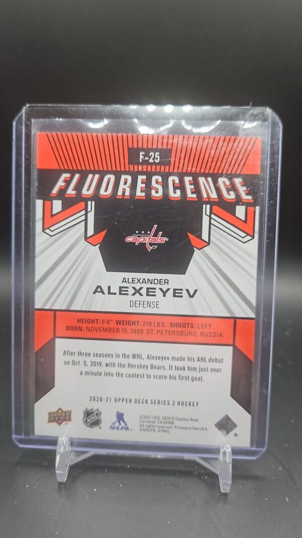 2020-21 Upper Deck Fluorescence Red Alexander Alexeyev #F-25 Rookie RC - Image 2