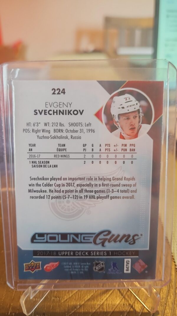 2017-18 Upper Deck Series 1 Evgeny Svechnikov Young Guns #224 Detroit Red Wings - Image 2