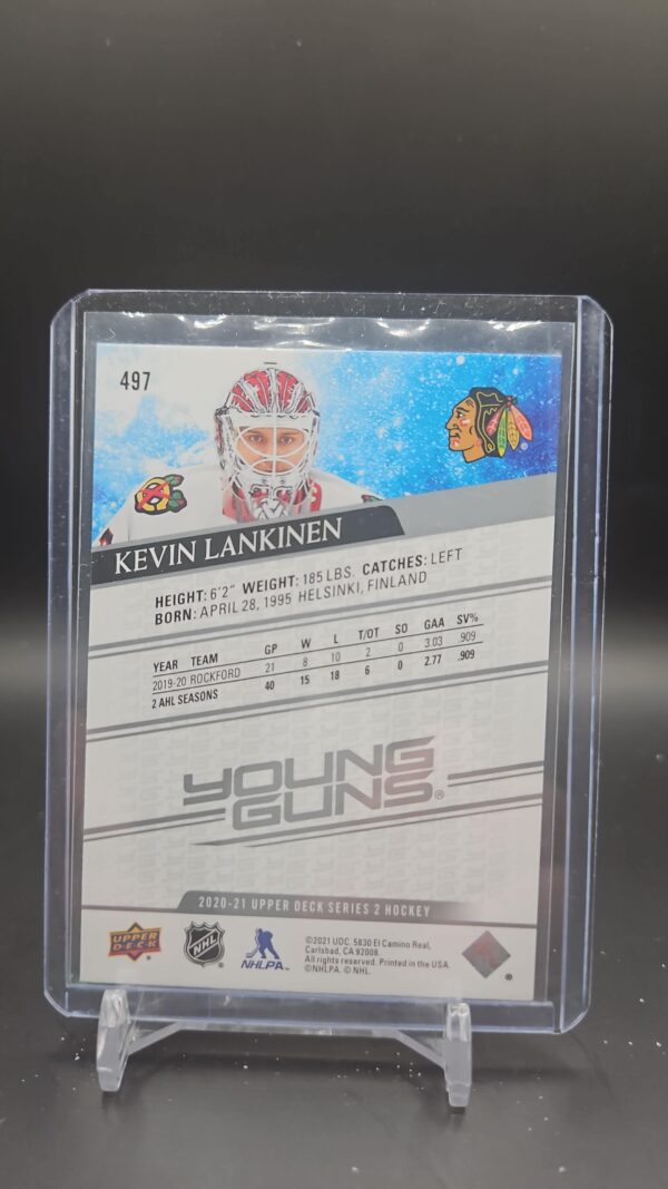 2020-21 Upper Deck Young Guns Rookie #497 Kevin Lankinen YG RC Chicago Blackhawk - Image 2