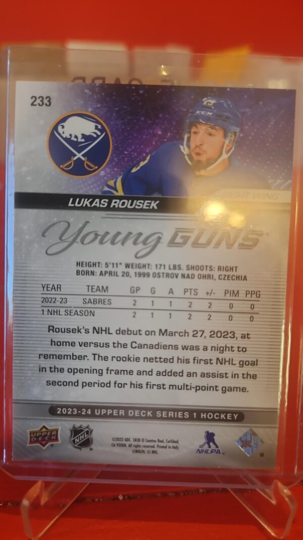 2023-24 Upper Deck Series 1 - Lukas Rousek Young Guns Rookie #233 - Image 2