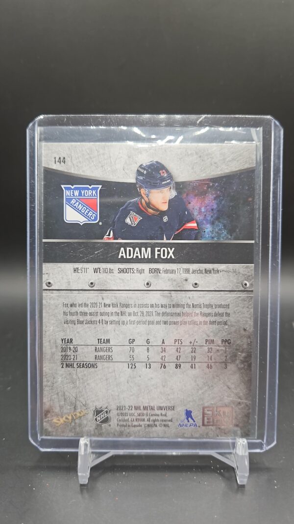 2021-22 Skybox Metal Universe Alternate Jersey Spectrum Adam Fox #144 - Image 2