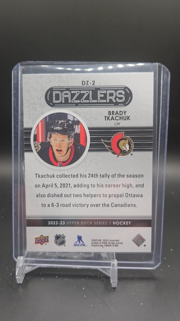 2022-23 Upper Deck Dazzlers BLUE DZ-2 Brady Tkachuk Ottawa Senators - Image 2