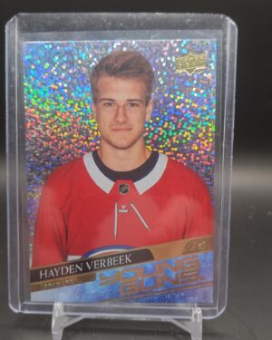 2020-21 Upper Deck Extended Series Young Guns Speckled Rainbow Foil Hayden Verbeek rookie card #714, Mint condition, Montreal Canadiens, top collectible NHL rookie card.