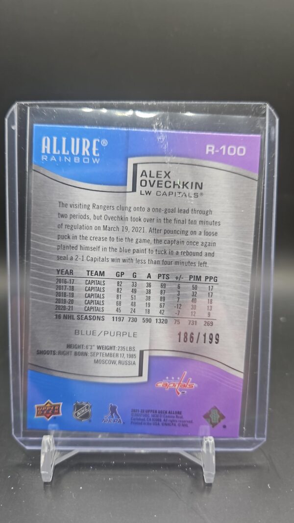 2021-22 Upper Deck Allure Rainbow Blue Purple /199 Alex Ovechkin #R-100 - Image 2