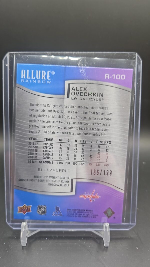 2021-22 Upper Deck Allure Rainbow Blue Purple /199 Alex Ovechkin #R-100 - Image 2