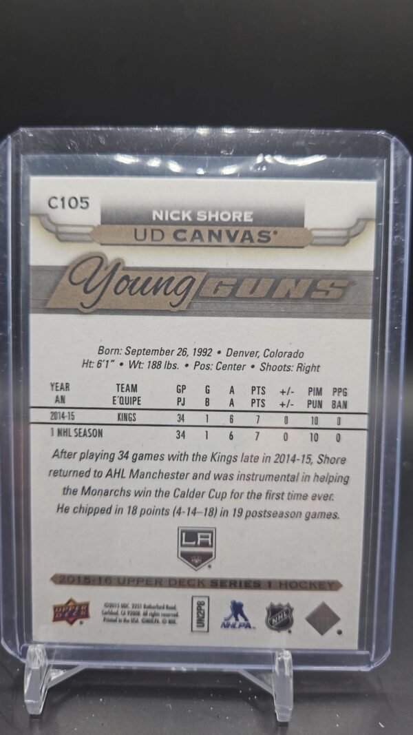 2015-16 Upper Deck #C105 Nick Shore Young Guns Canvas Rookie Card - Image 2