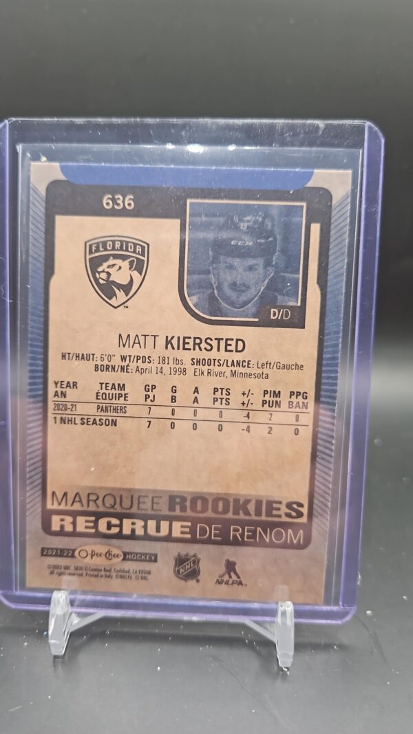Matt Kiersted 2021-22 UD 2 - O-Pee-Chee Update Marquee Rookies Blue Border #636 - Image 2