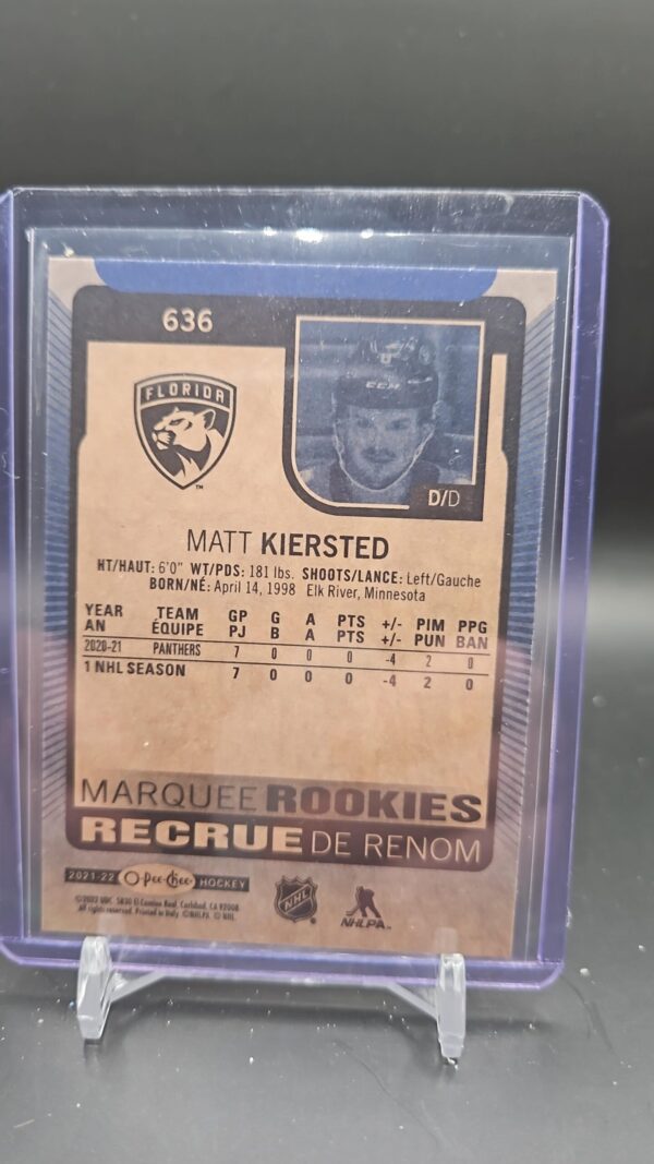 Matt Kiersted 2021-22 UD 2 - O-Pee-Chee Update Marquee Rookies Blue Border #636 - Image 2