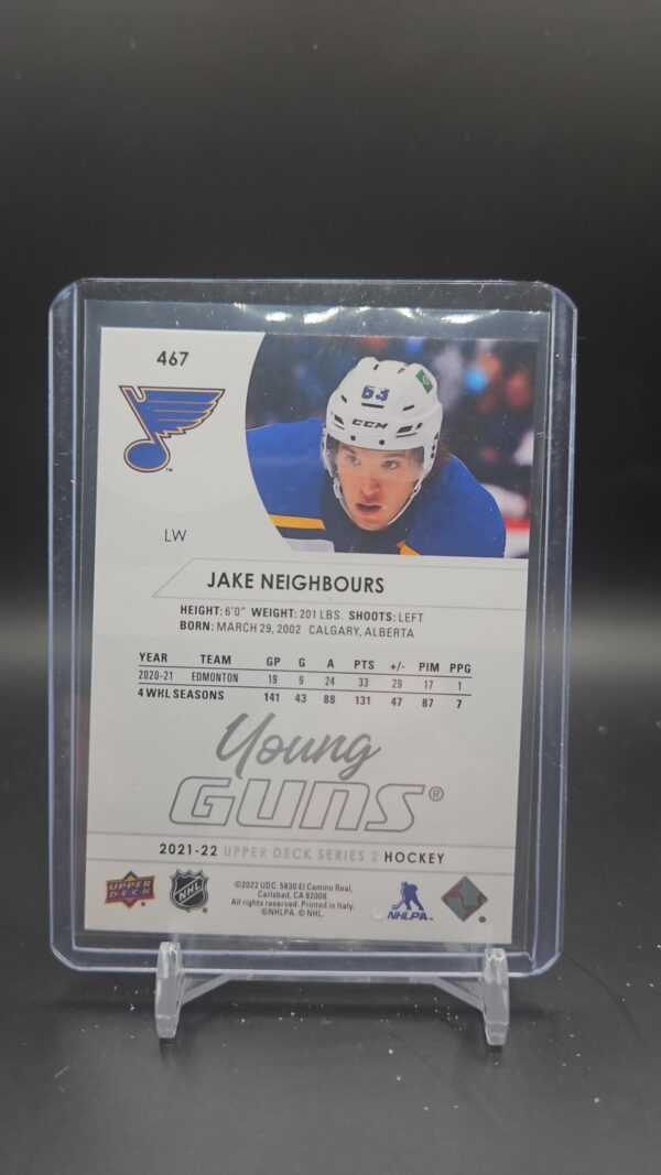 2021-22 Upper Deck Series 2 Young Guns Jake Neighbours #467 St. Louis - Image 2