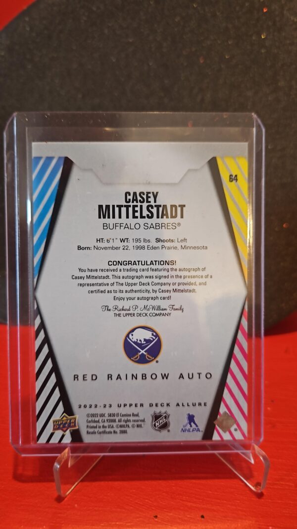 22/23 UD ALLURE CASEY MITTLESTADT RED RAINBOW BASE AUTOGRAPH AUTO #64 - Image 2