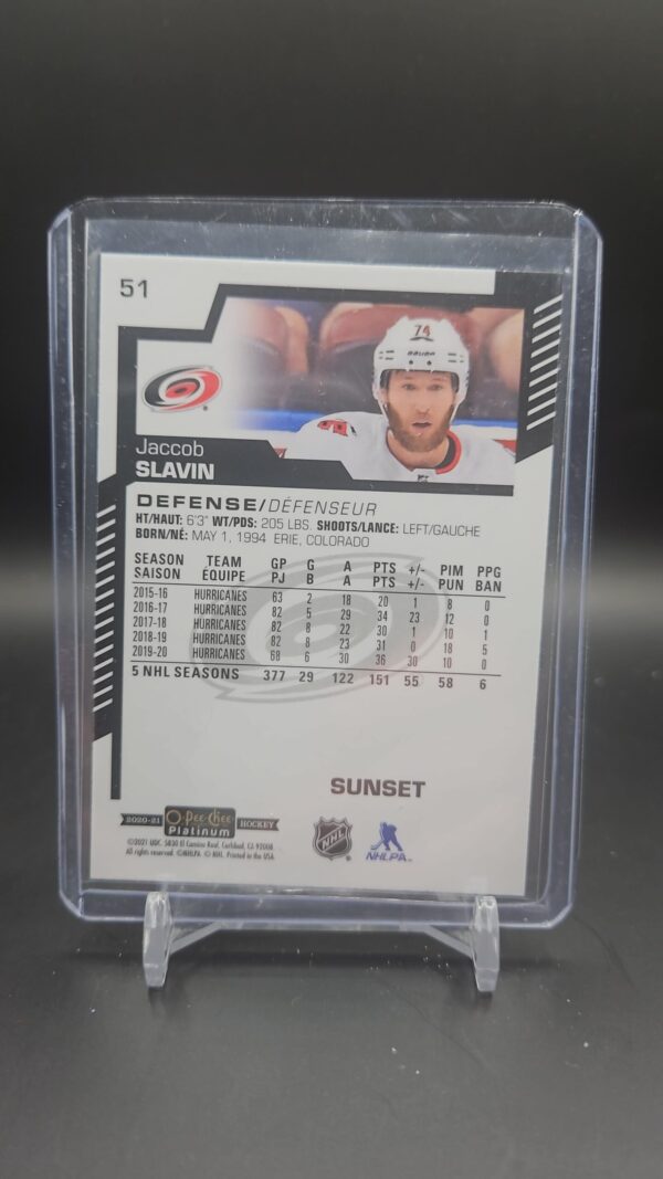 2020-21 O-Pee-Chee Platinum Sunset #51 Jacob Slavin Carolina Hurricanes - Image 2