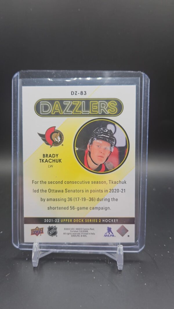 Brady Tkachuk 2021-22 Upper Deck Dazzlers Blue #DZ-83 - Ottawa Senators - Image 2