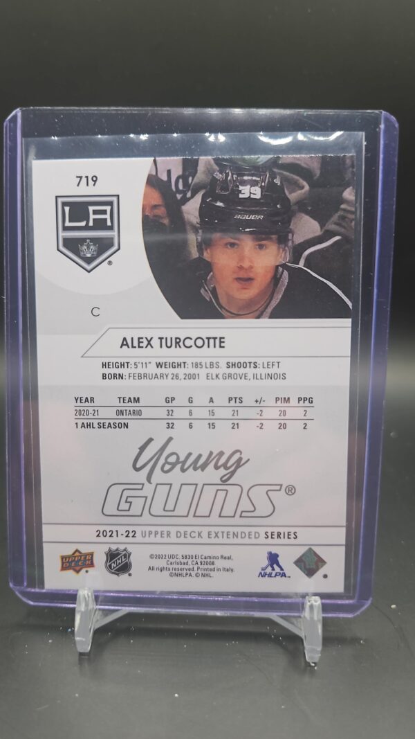 2021-22 Upper Deck Extended Series Young Guns #719 Alex Turcotte LA Kings - Image 2