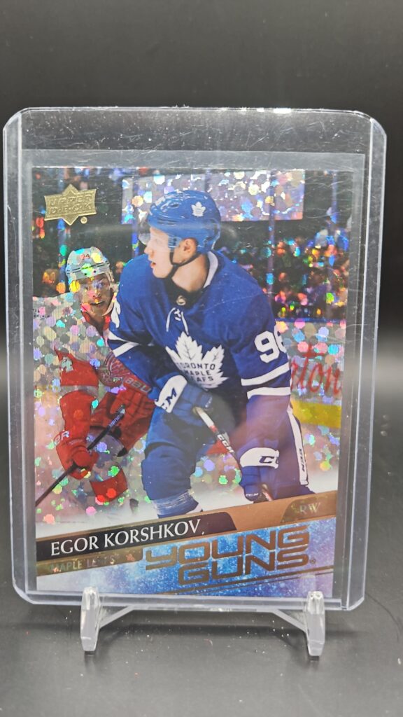 Egor Korshkov Upper Deck Series 1 Young Guns Speckled Rainbow Foil 2020-21 rookie card #219