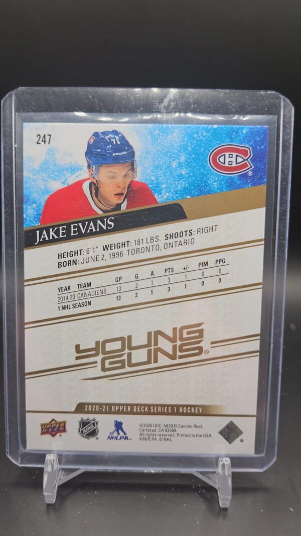2020-21 Upper Deck Young Guns Speckled Rainbow Foil #247 Jake Evans Rookie – Montreal Canadiens - Image 2