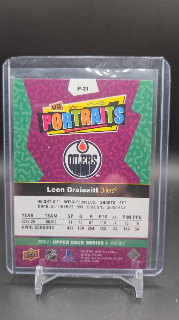 2020-21 Upper Deck Leon Draisaitl UD Portraits Insert #P-21 Edmonton Oilers - Image 2