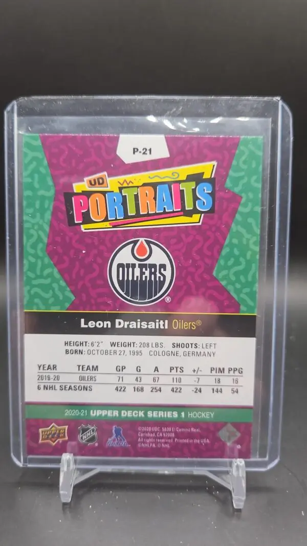 2020-21 Upper Deck Leon Draisaitl UD Portraits Insert #P-21 Edmonton Oilers - Image 2