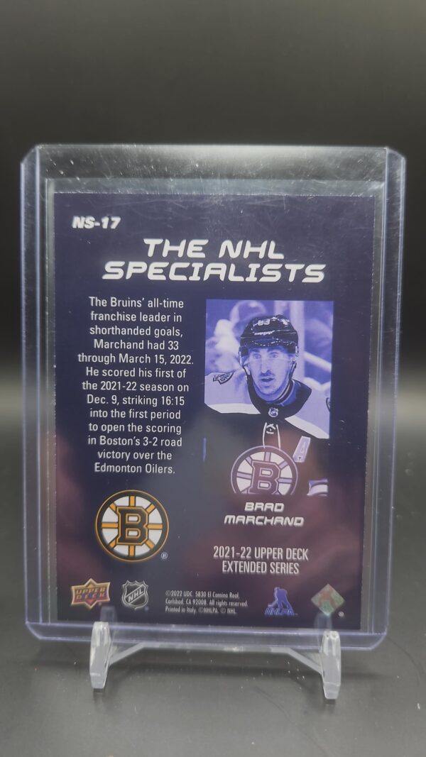 2021-22 UD Extended Series NHL Specialists #NS-17 Brad Marchand - Boston Bruins - Image 2