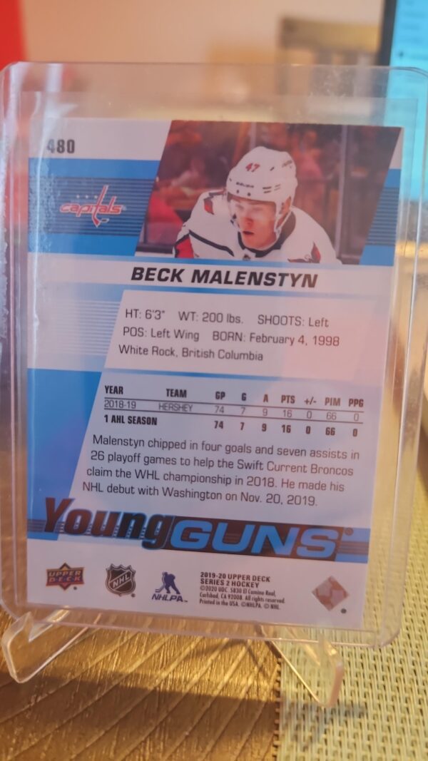 2019-20 Upper Deck Series 2 #480 Beck Malenstyn Young Guns Rookie Card - Image 2