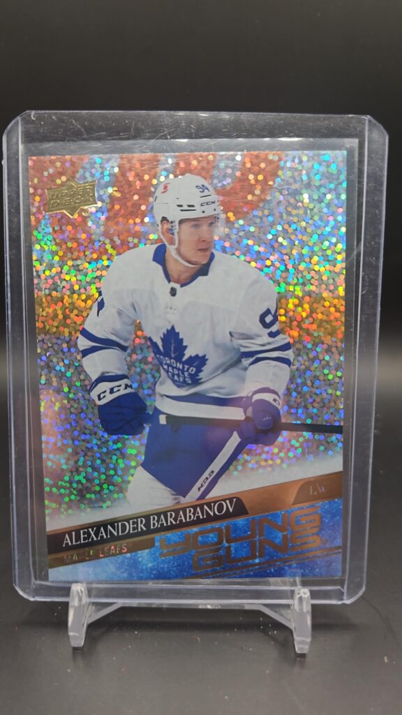 Alexander Barabanov Upper Deck 2020-21 Series 2 Young Guns Speckled Rainbow Foil #485 rookie hockey card