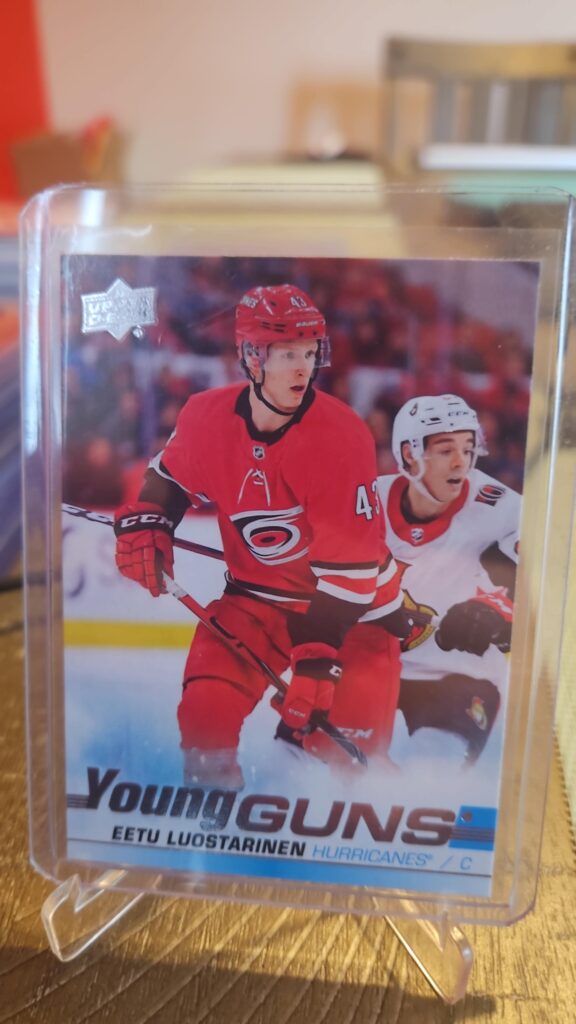 Eetu Luostarinen Young Guns rookie card from 2019-20 Upper Deck Series 2