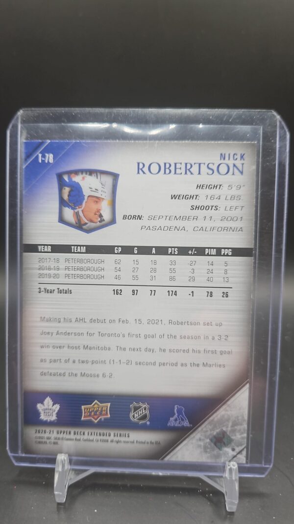2020-21 Upper Deck Extended Nick Robertson Tribute Young Guns - Image 2
