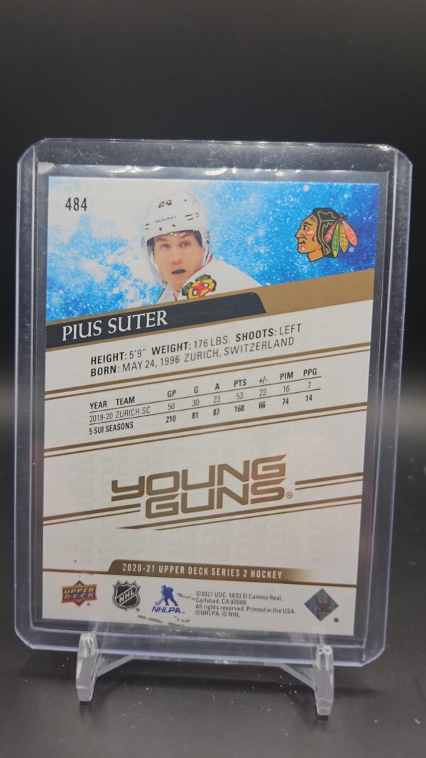 2020-21 Upper Deck Young Guns Speckled Rainbow Pius Suter #484 Rookie RC - Image 2