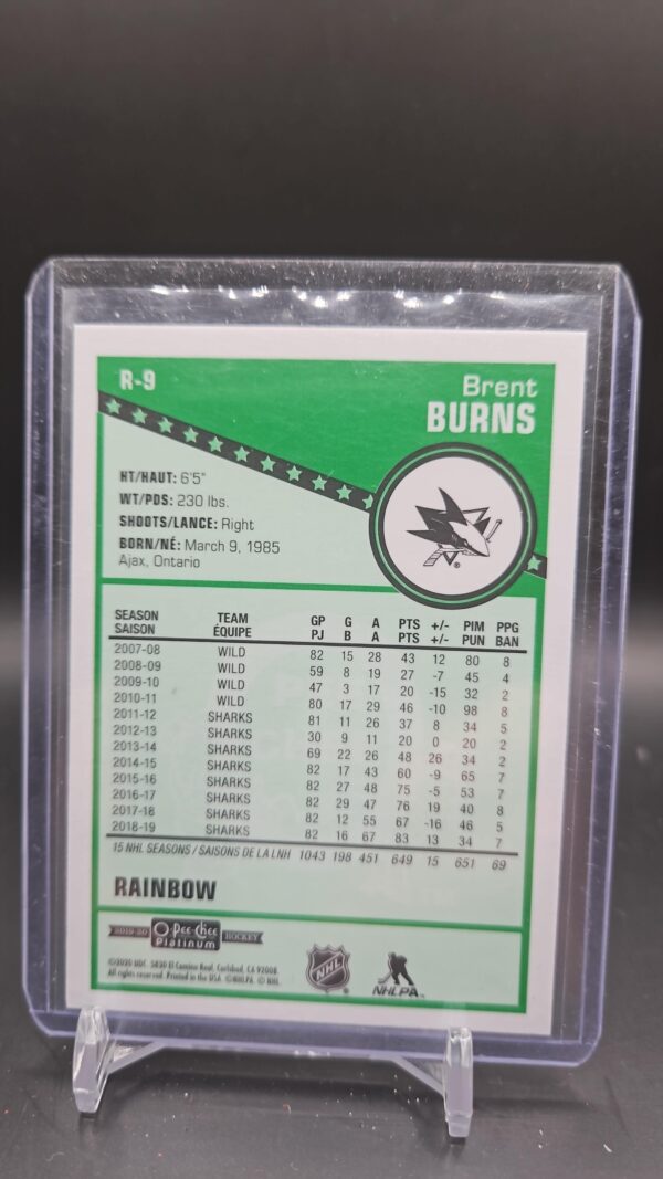 2019 O-Pee-Chee OPC Platinum Brent Burns Retro Rainbow #R-9 Sharks - Image 2