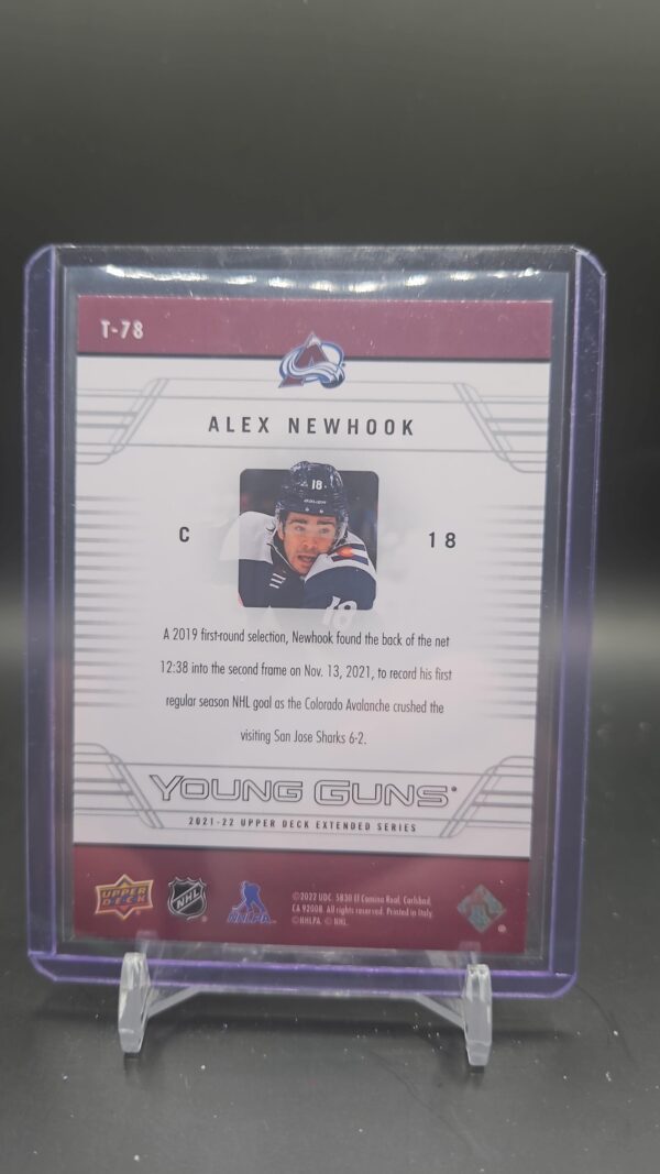 21/22 UD EXTENDED ALEX NEWHOOK 06/07 TRIBUTE YOUNG GUNS RC ROOKIE #78 - Image 2