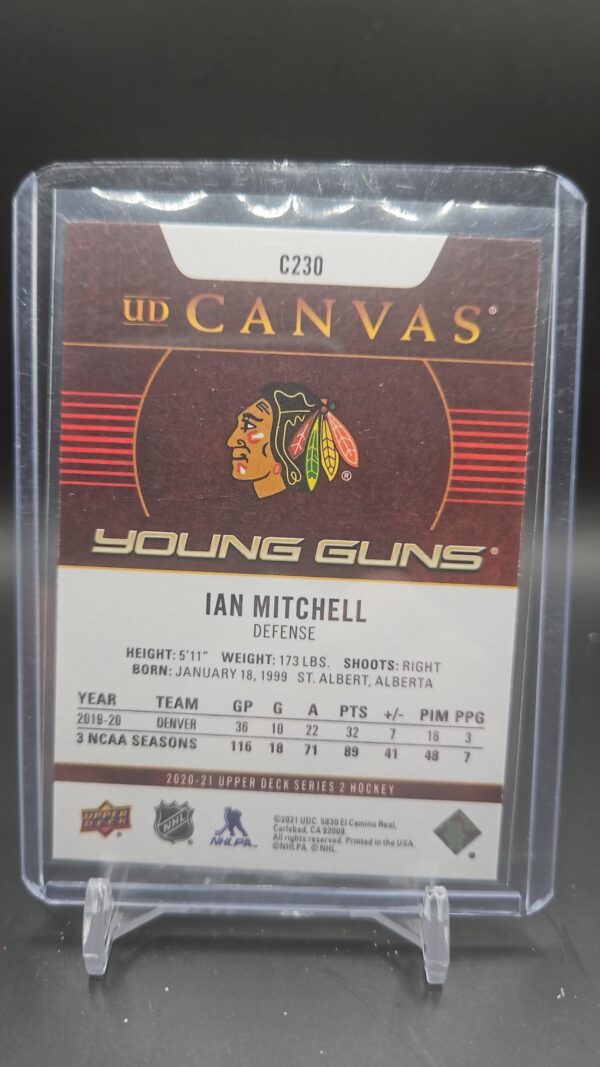 2020-21 Upper Deck UD Canvas Young Guns Ian Mitchell Rookie #C230 Chicago - Image 2