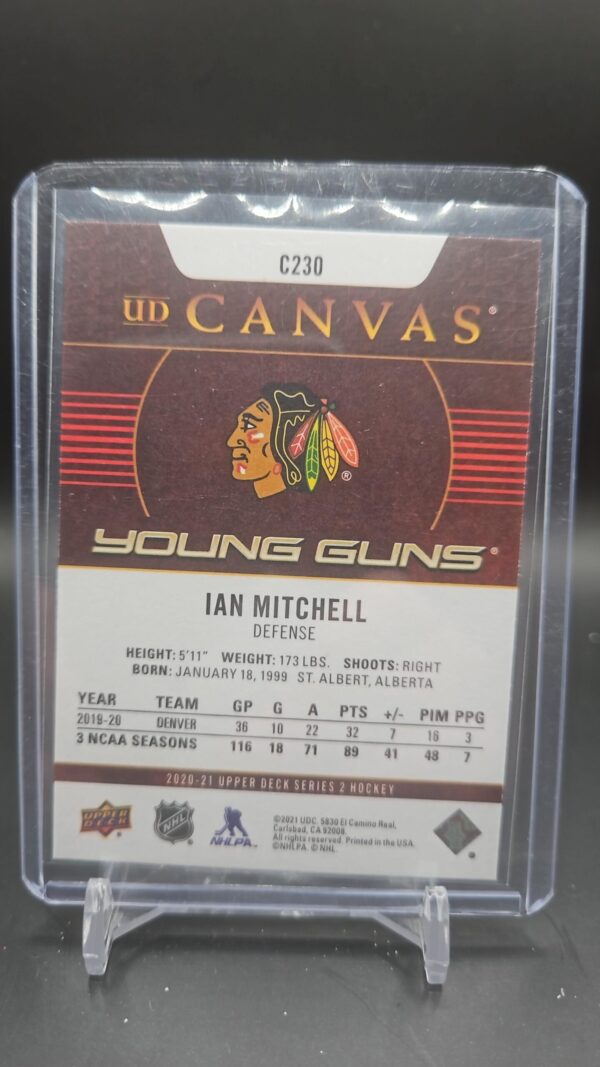 2020-21 Upper Deck UD Canvas Young Guns Ian Mitchell Rookie #C230 Chicago - Image 2