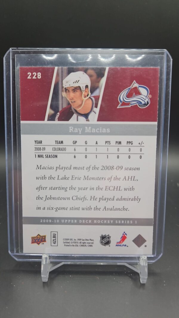2009/10 UD Series 1 Young Guns Ray MACIAS #228 Colorado AVALANCHE - Image 2
