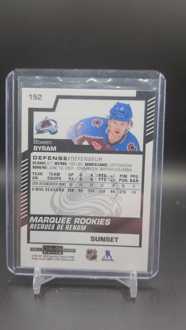 2020-21 OPC Platinum #152 Bowen Byram Marquee Rookies Sunset - Image 2