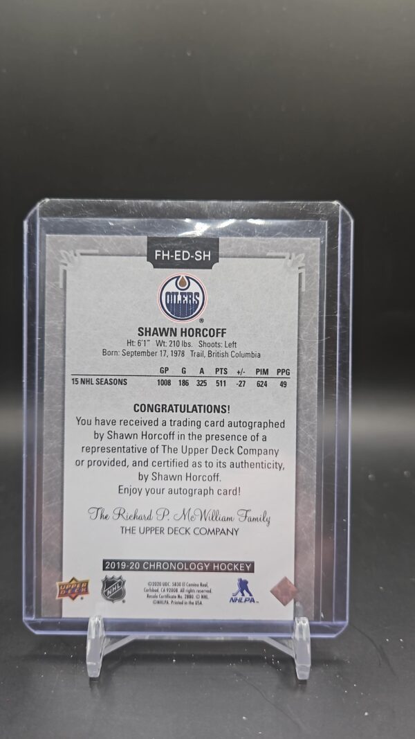 2019-20 Upper Deck Chronology Franchise History Shawn Horcoff #FH-ED-SH Auto - Image 2