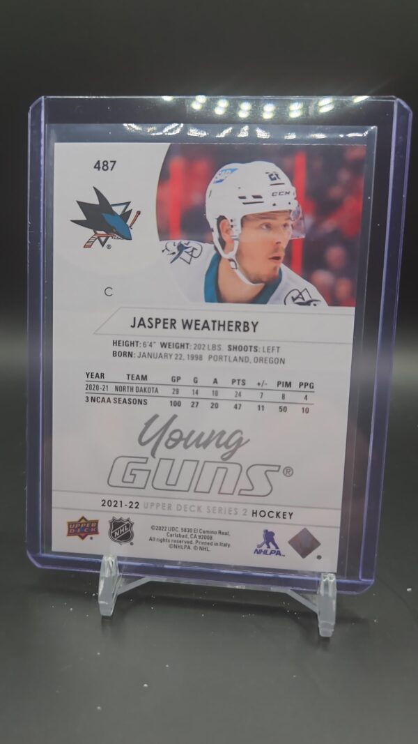 2021-22 Upper Deck Young Guns Rookie #487 Jasper Weatherby San Jose Sharks - Image 2
